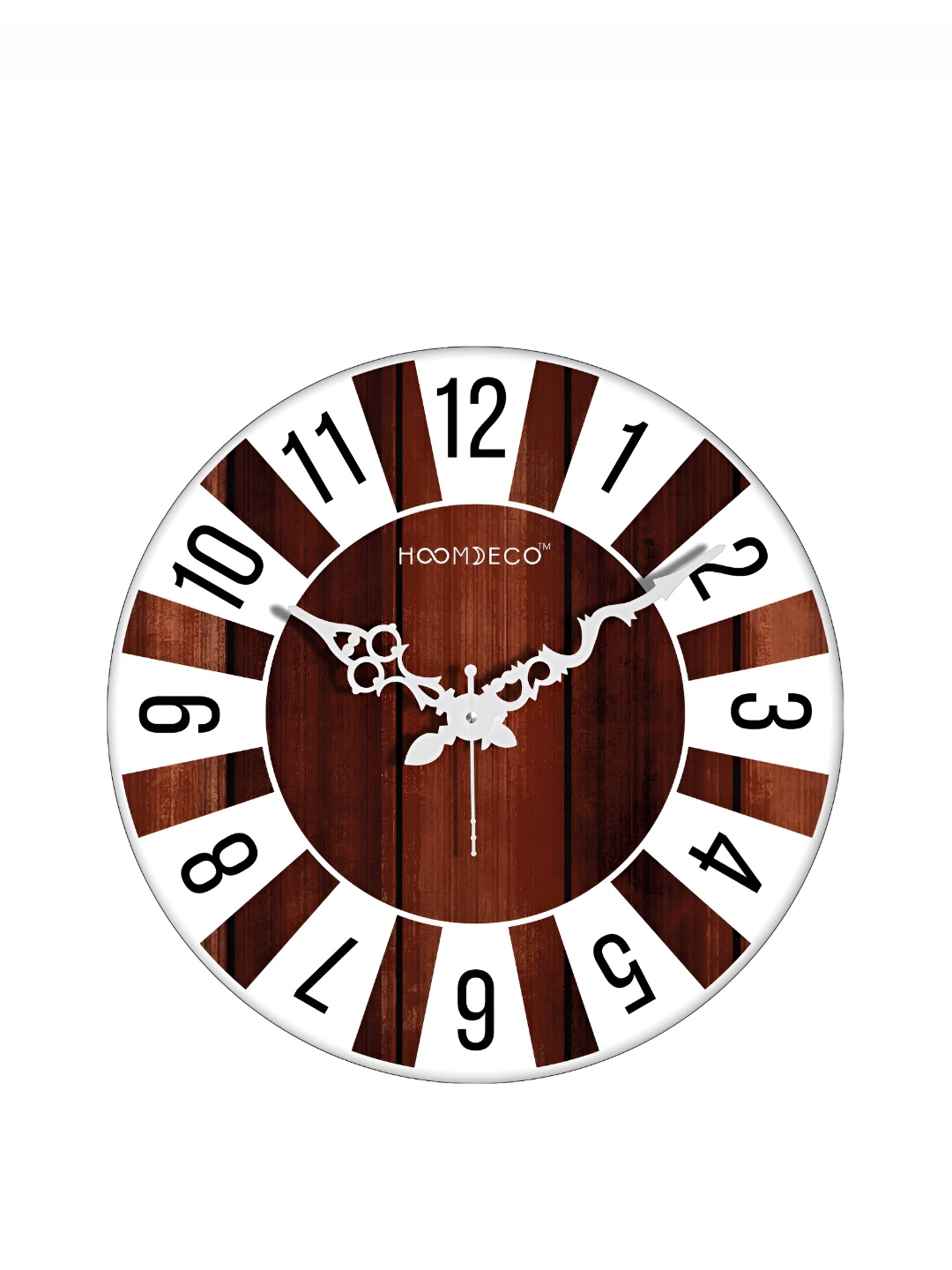 

HOOMDECO Brown & White Printed Round Vintage Wall Clock