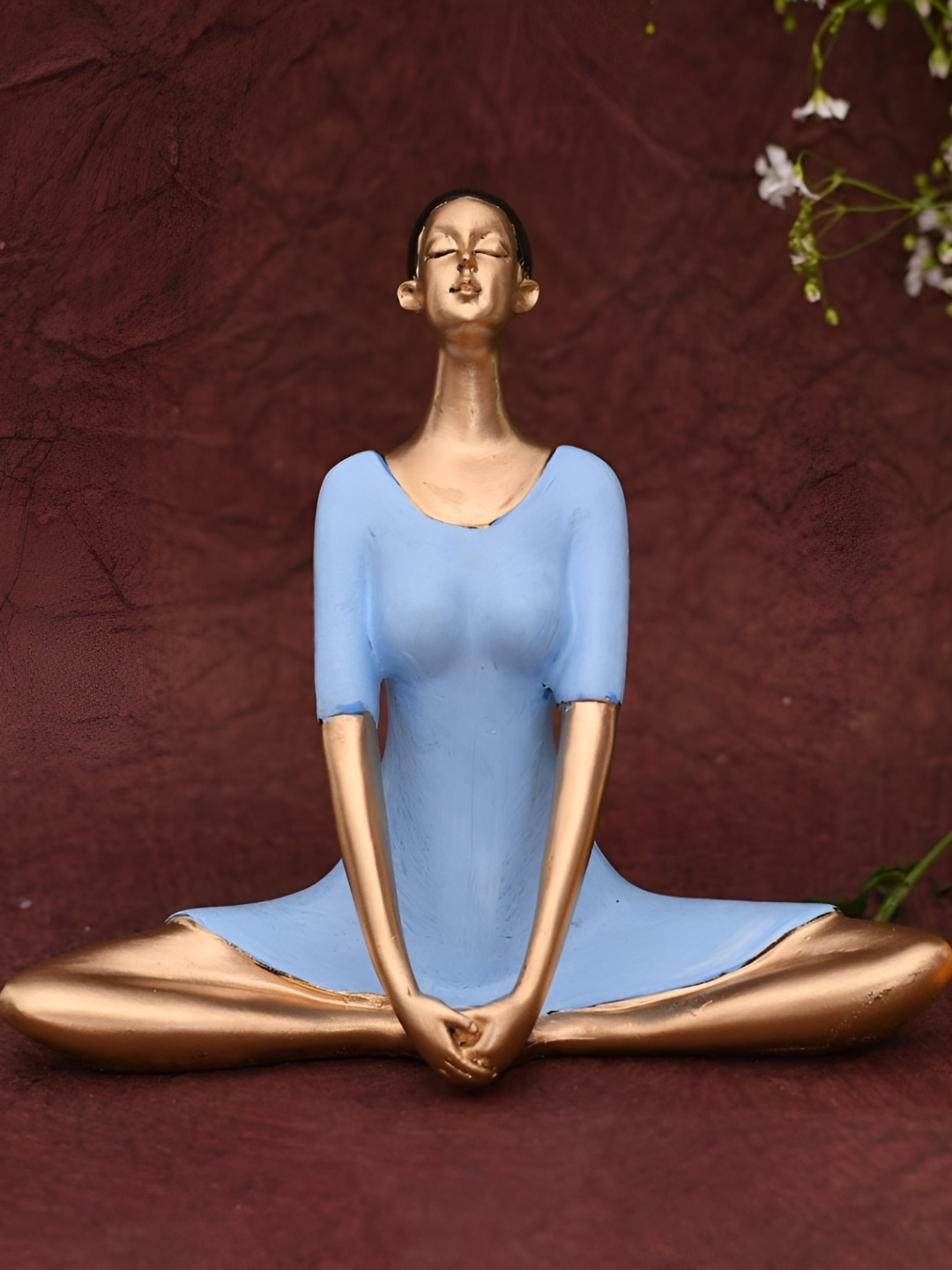 

HOME AUZAR Blue & Bronze Medium Woman Sculpture for Meditation Showpiece