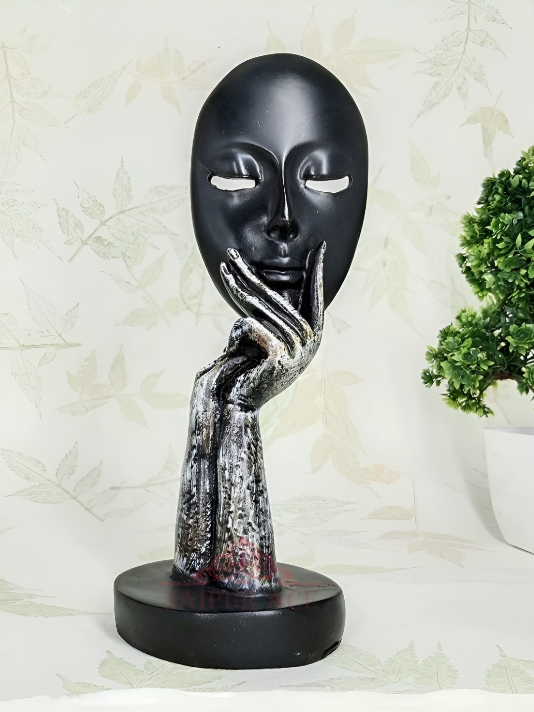 

HOME AUZAR Black & Grey Lady Face Figurine Showpiece