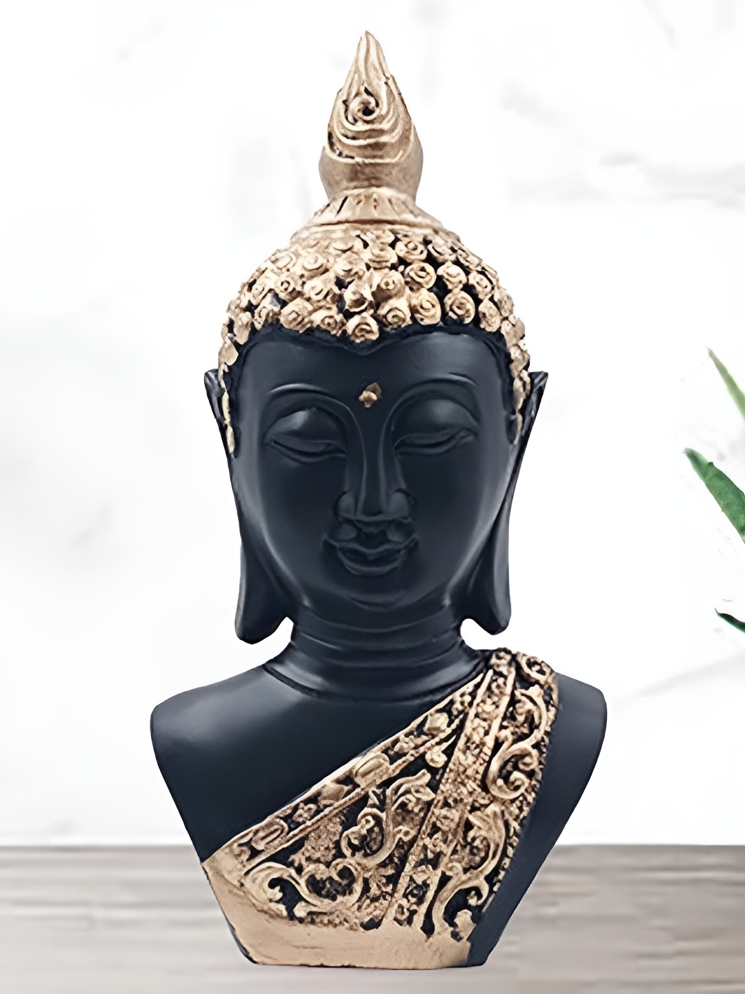 

HOME AUZAR Black & Gold Toned Medium Buddha Showpiece