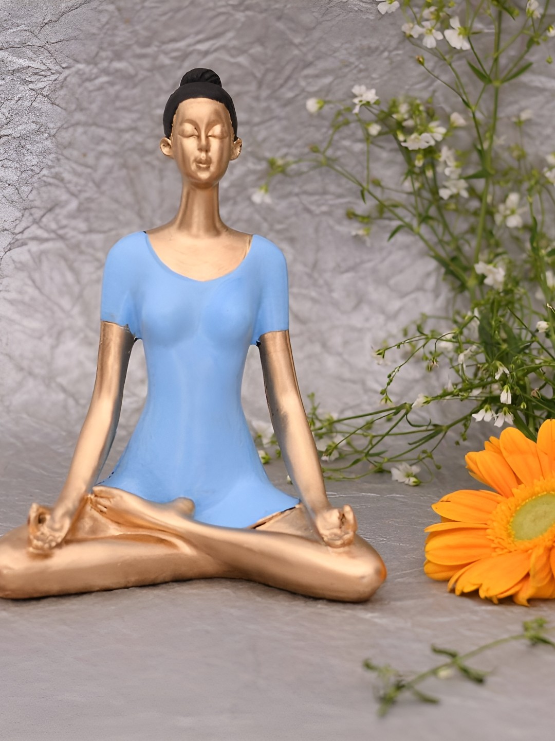 

HOME AUZAR Blue & Bronze Medium Woman Sculpture for Meditation Showpiece