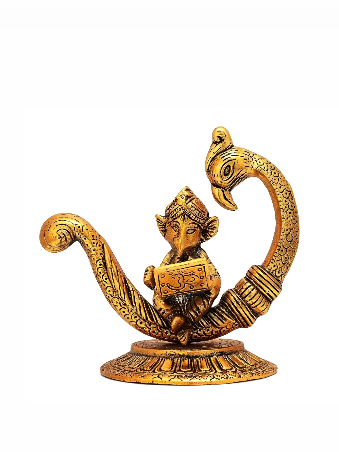 

HOME AUZAR Gold Toned Laptop Ganesha Religious Showpiece, Metallic