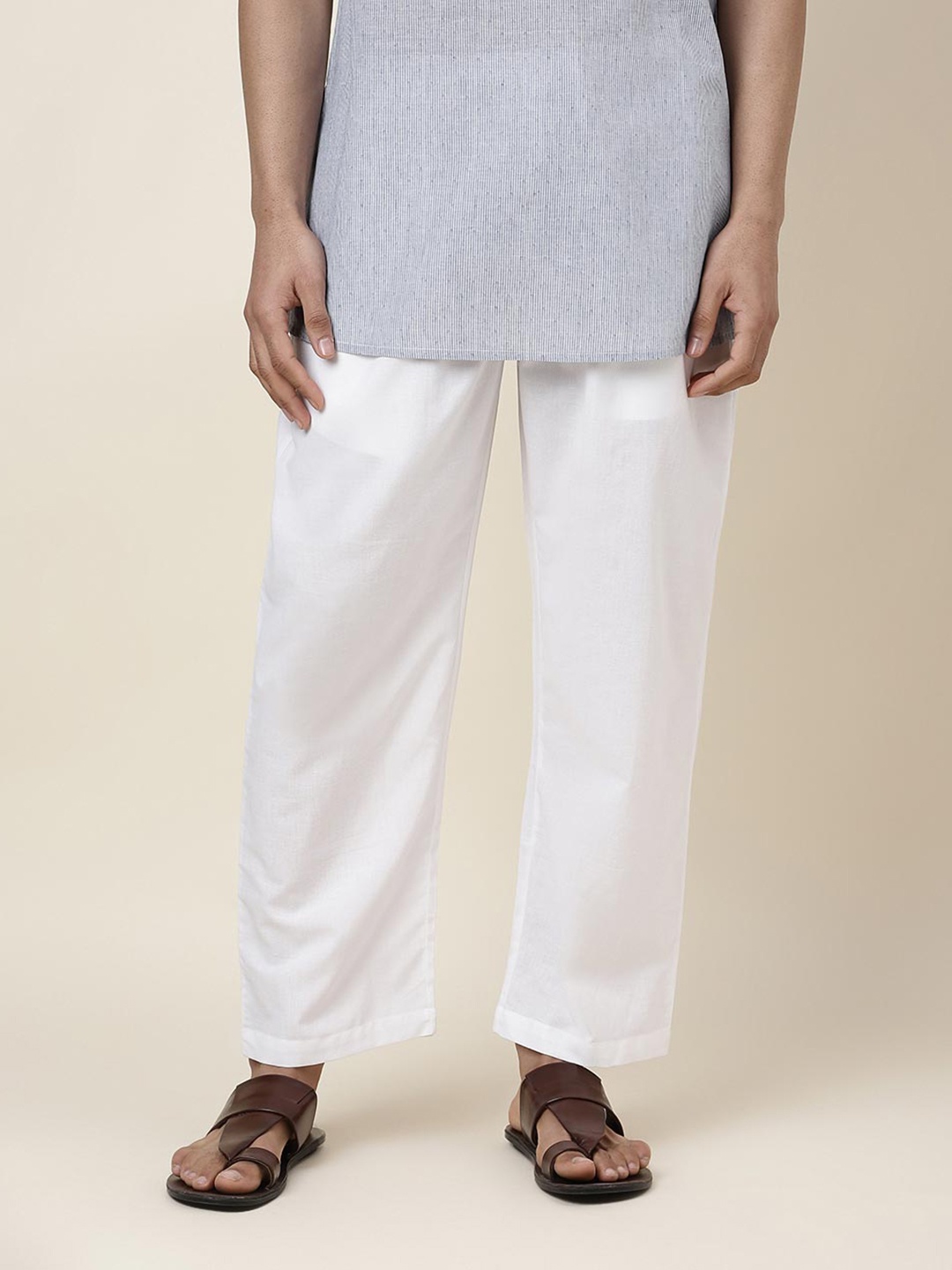 

Fabindia Men Mid-Rise Cotton Pyjamas, White