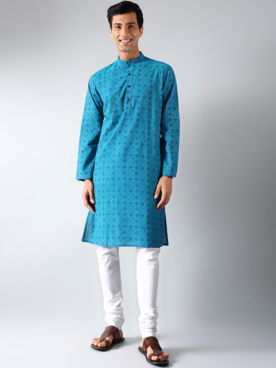 

Fabindia Geometric Printed Pure Cotton Straight Kurta, Blue