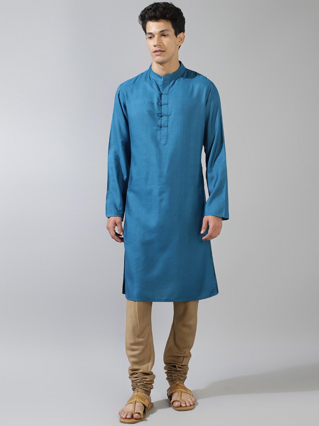 

Fabindia Mandarin Collar Straight Kurta, Blue