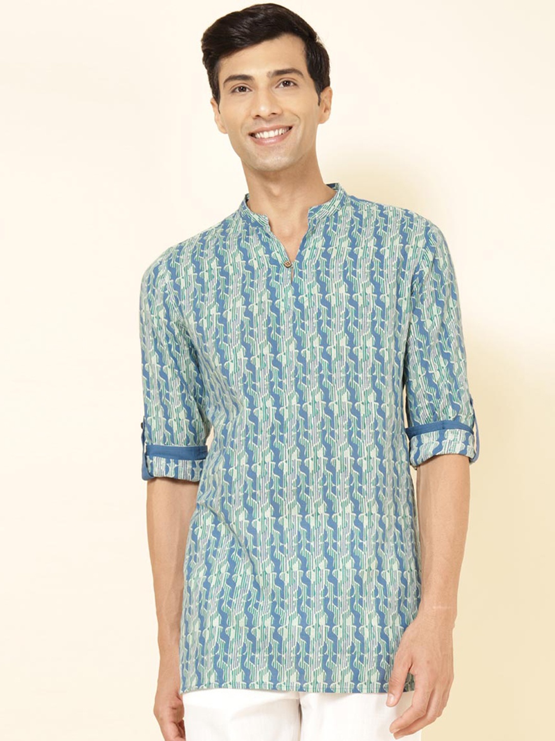 

Fabindia FabBasic Abstract Printed Cotton Kurta, Blue