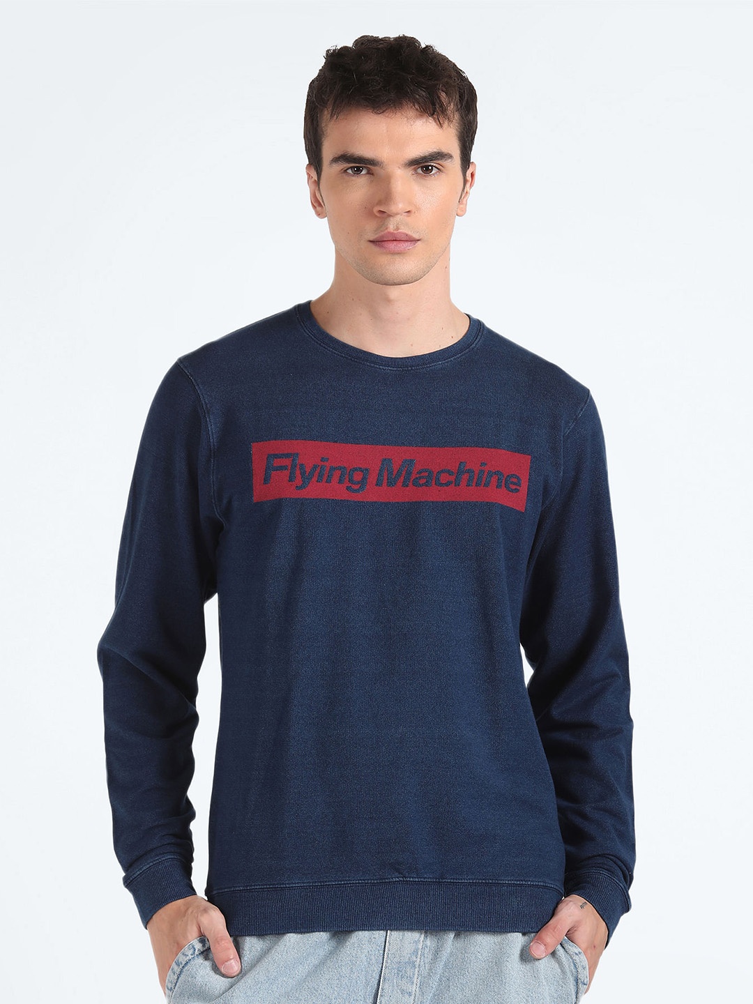 

Flying Machine Typography Printed Pullover Sweatshirt, Blue