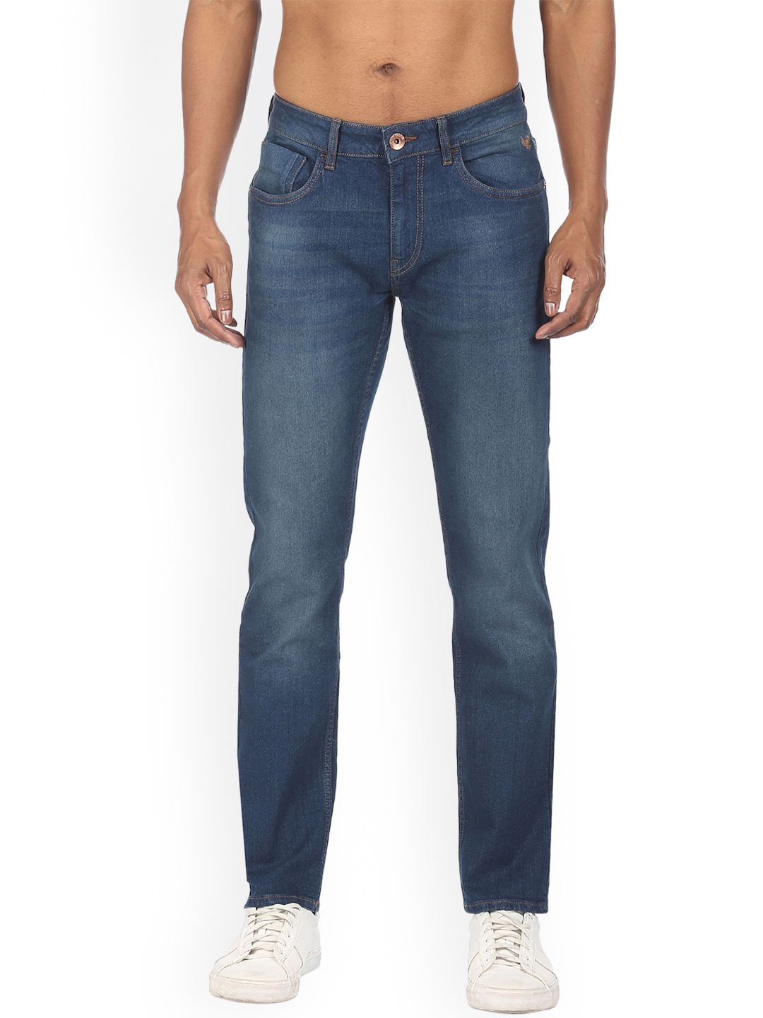 

Flying Machine Men Tapered Fit Clean Look Light Fade Stretchable Jeans, Blue