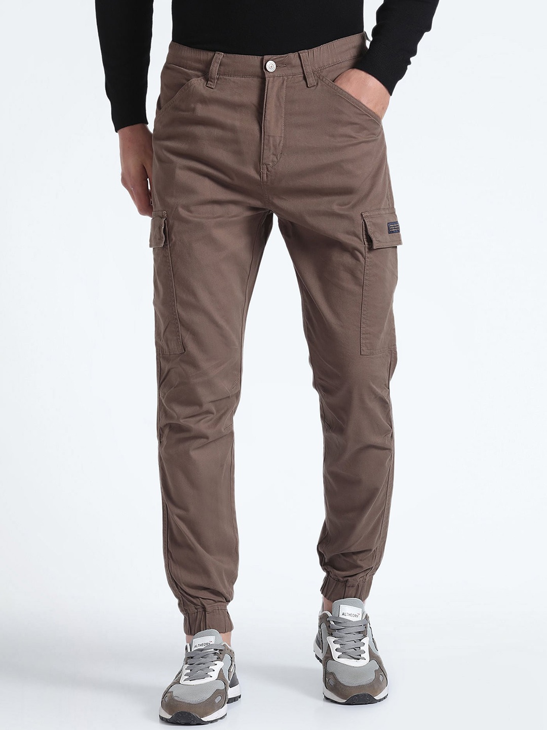 

Flying Machine Men Slim Fit Cargo Trousers, Brown