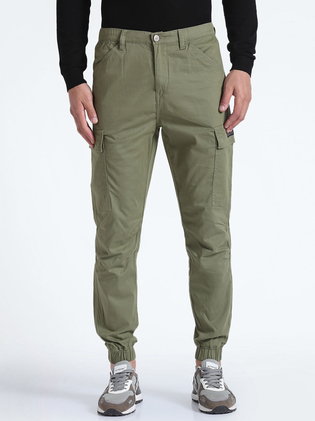 

Flying Machine Men Slim Fit Cargo Trousers, Green