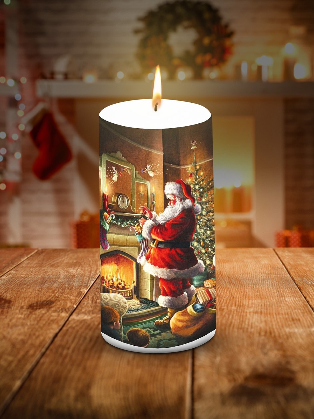 

AuraDecor Red & Brown Santa Printed Candles