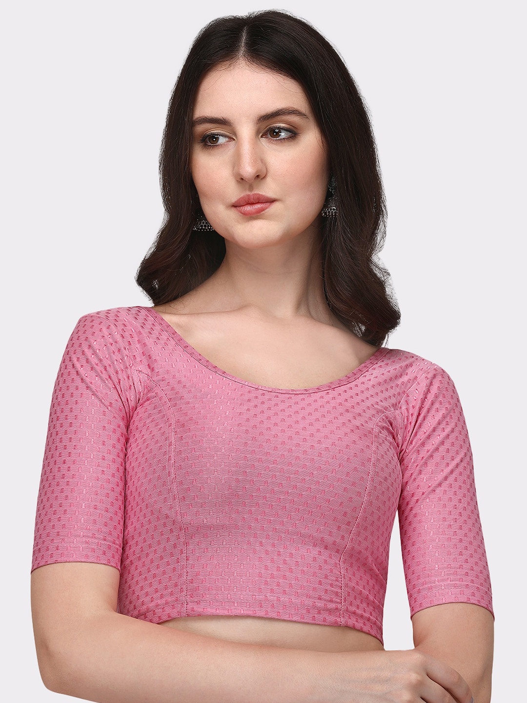 

Flicfol Woven Design Cotton Streatchable Saree Blouse, Pink