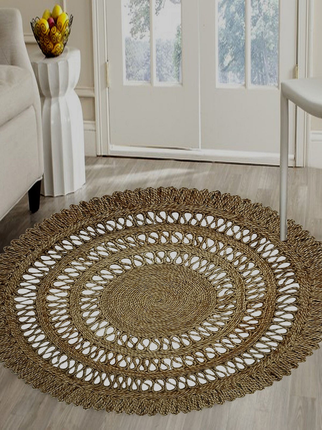 

MRIC Beige Self Design Jute Carpet