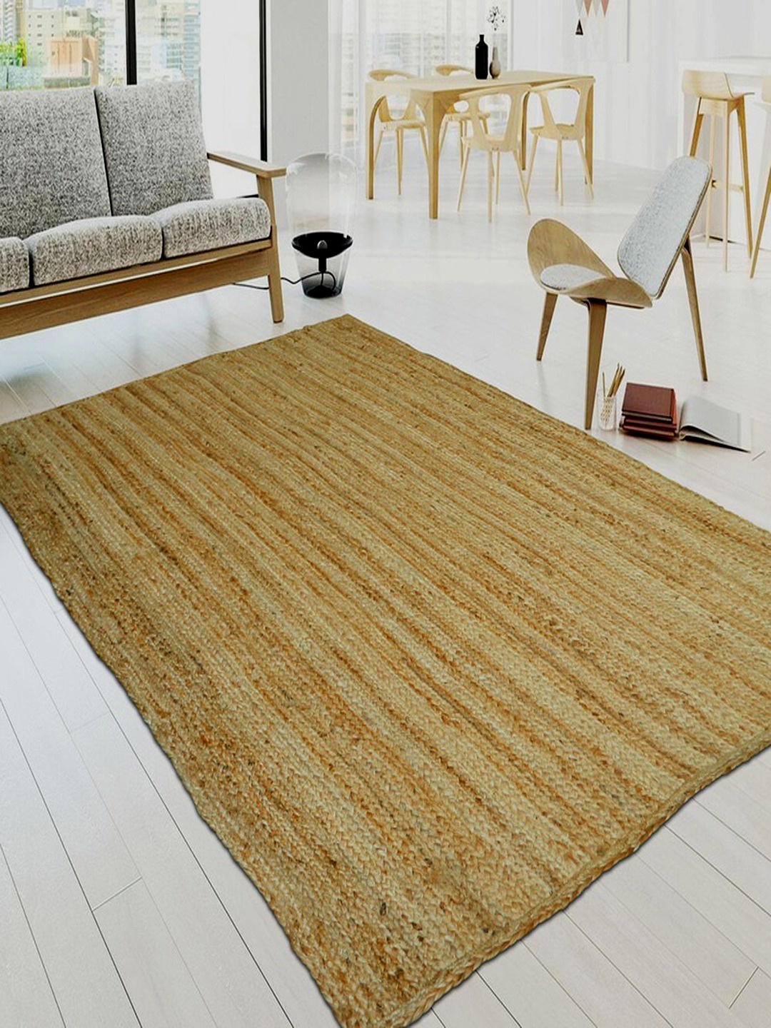 

MRIC Beige Self Design Jute Carpet