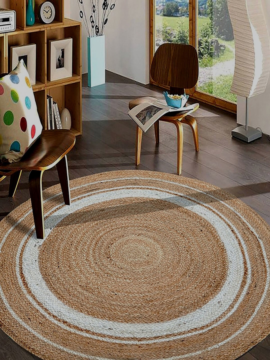 

MRIC Beige & White Self Design Jute Carpet