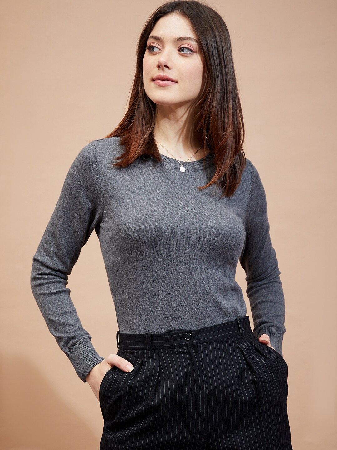 

BAESD Long Sleeves Cotton Pullover, Grey