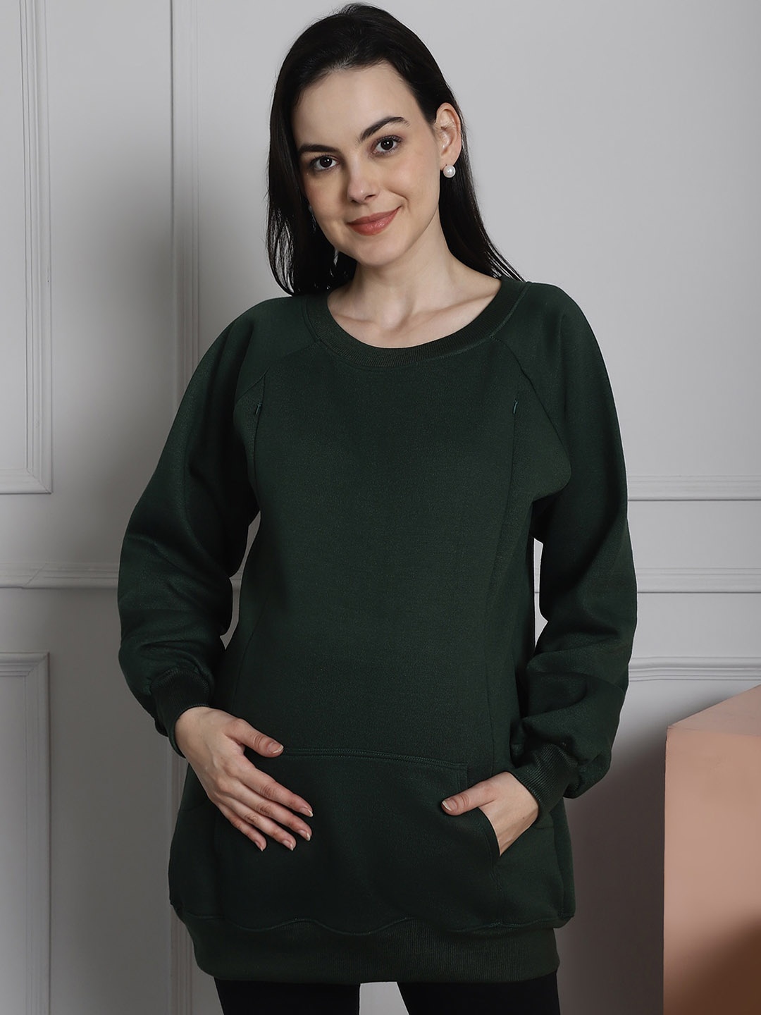 

Secret Wish Winter Maternity Lounge Top, Green