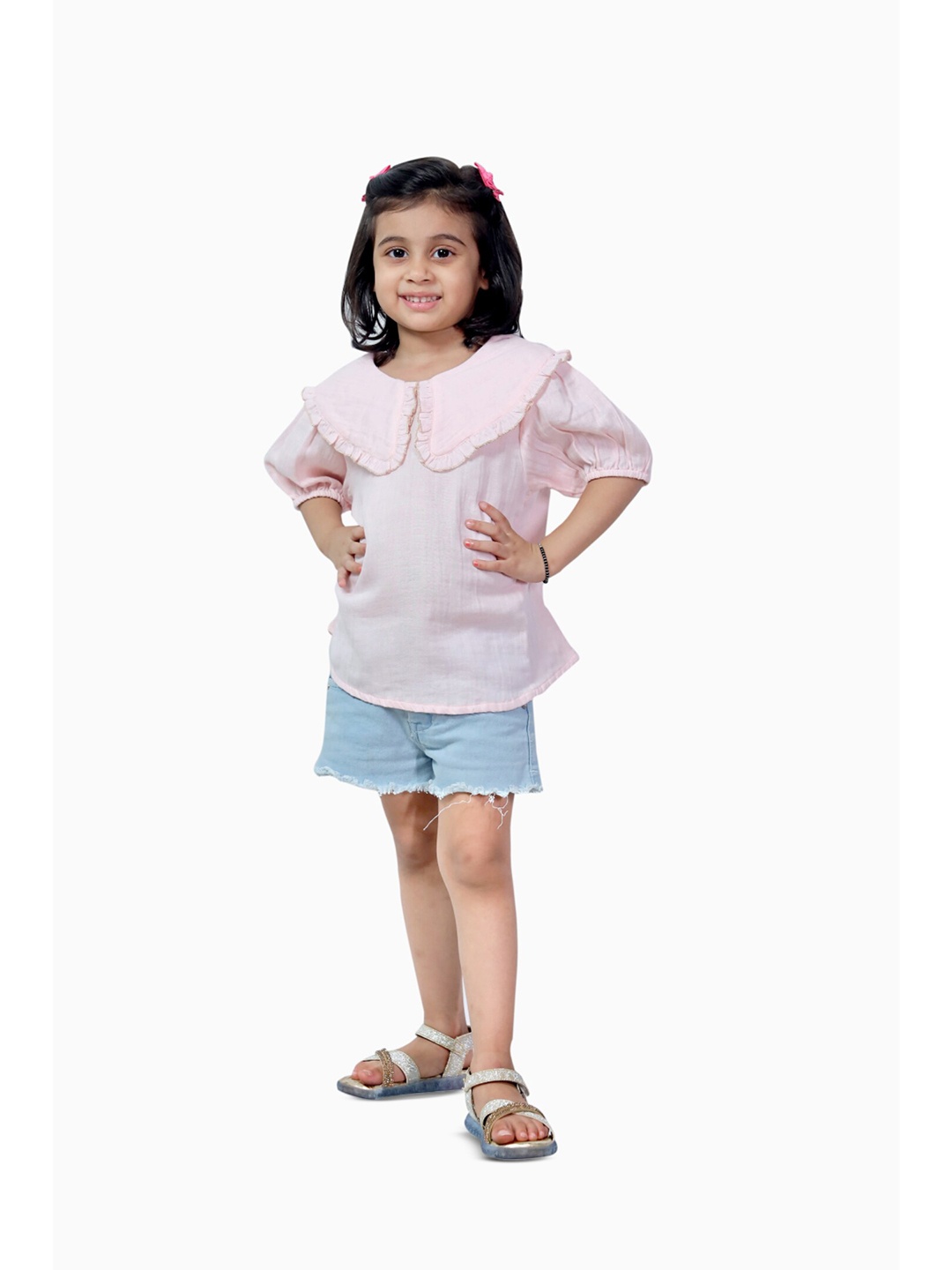 

BAESD Girls Peter Pan Collar Cotton Regular Top, Pink