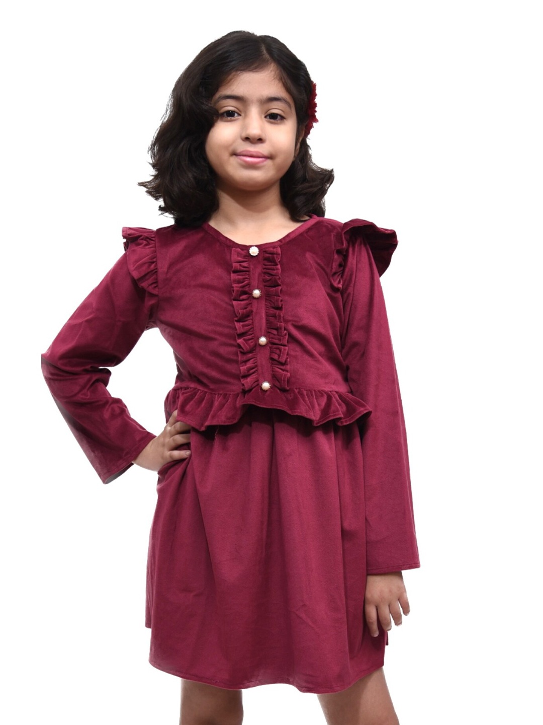 

BAESD Girls Ruffles A Line Dress, Maroon