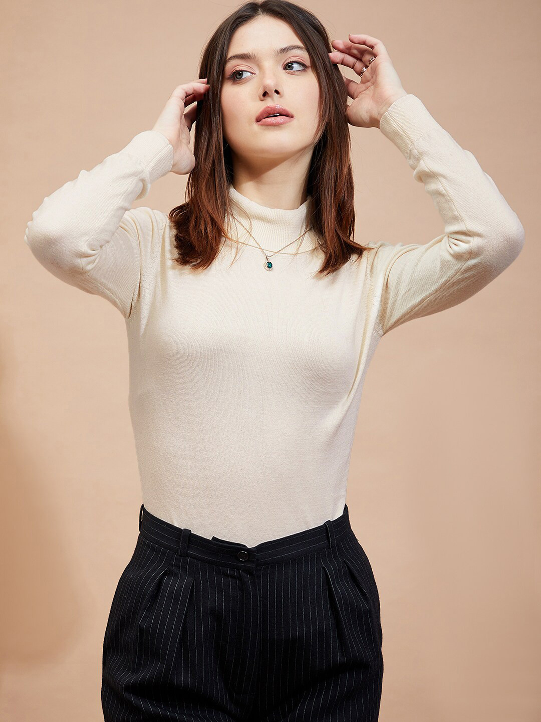 

HILL STREET Turtle Neck Pullover, Cream
