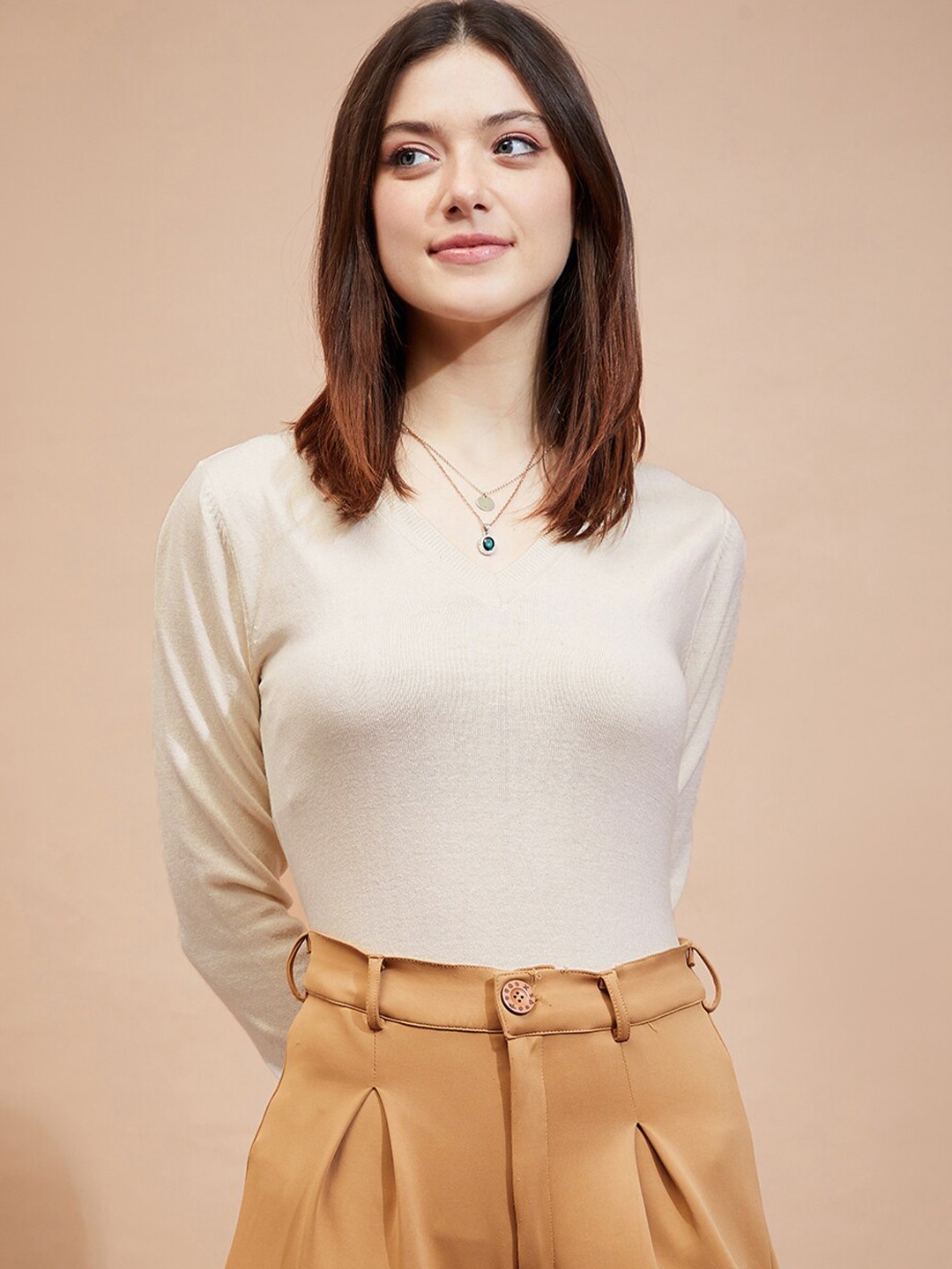

HILL STREET V-Neck Pullover, Cream