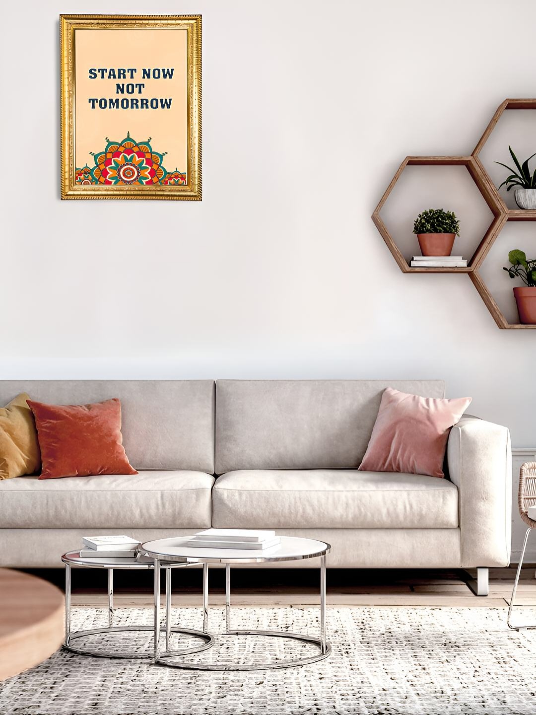 

Hawai Gold-Toned & Beige Wood Wall Photo Frame