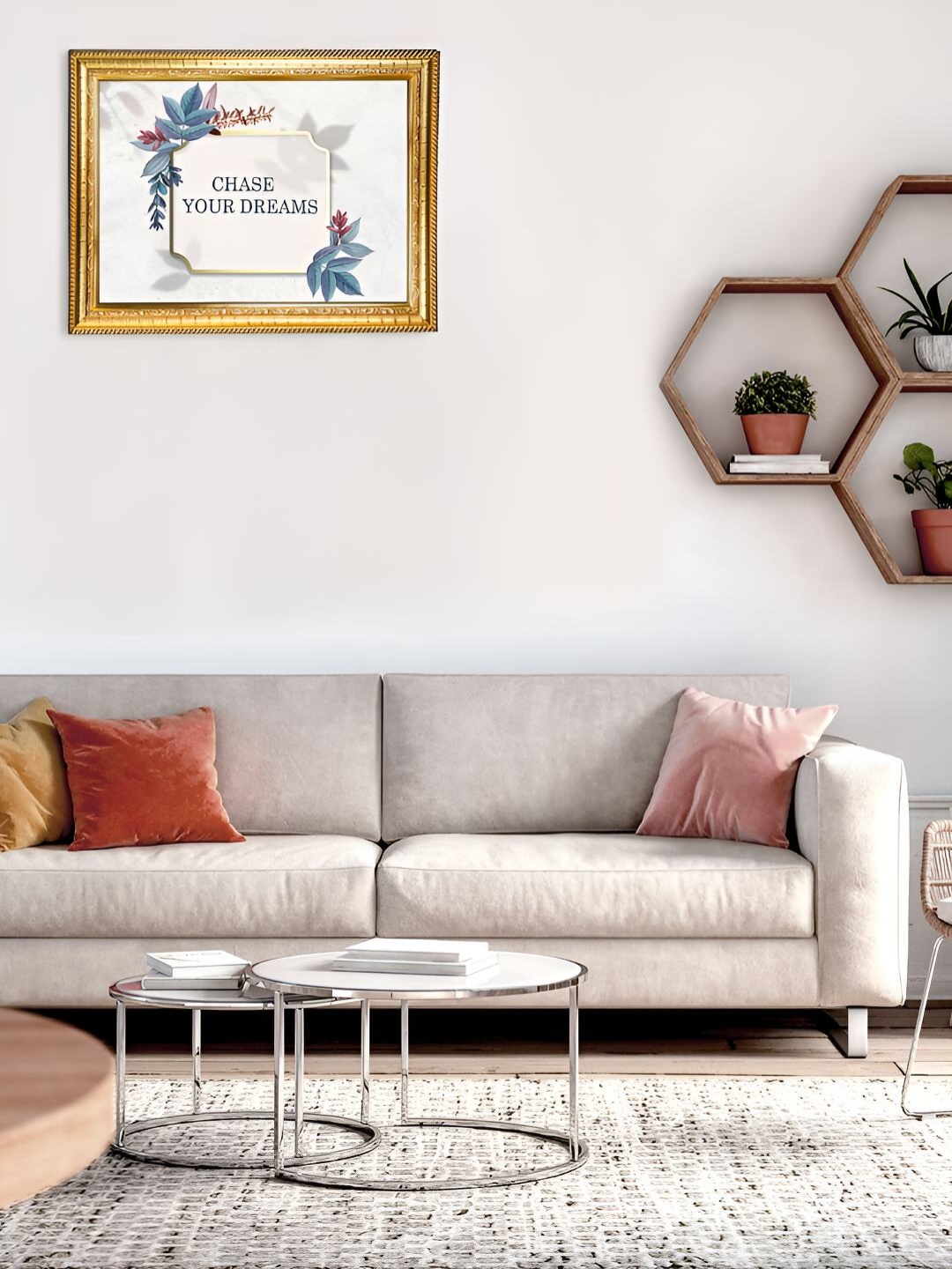 

Hawai Gold-Toned & White Wood Wall Photo Frames