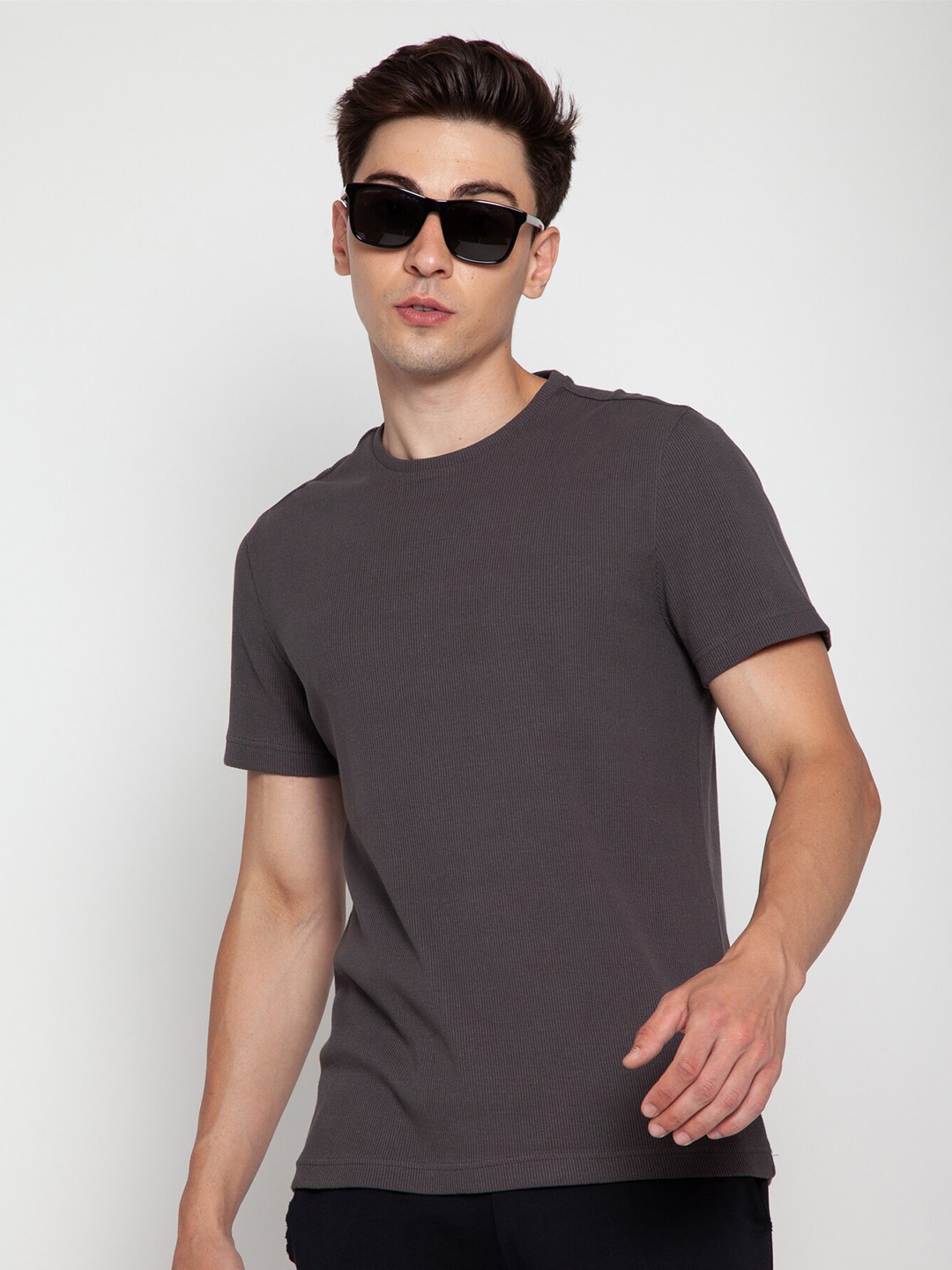 

CAVA Round Neck Short Sleeves Ribbed T-shirt, Brown