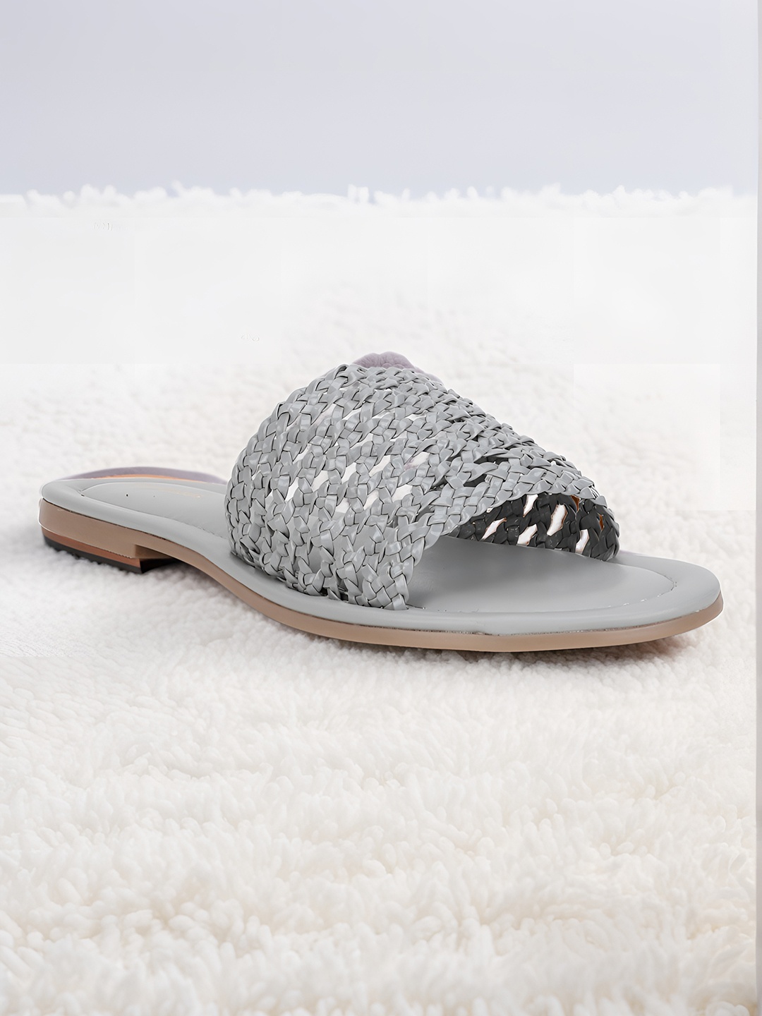 

Van Heusen Women Woven Design Open Toe Flats, Grey