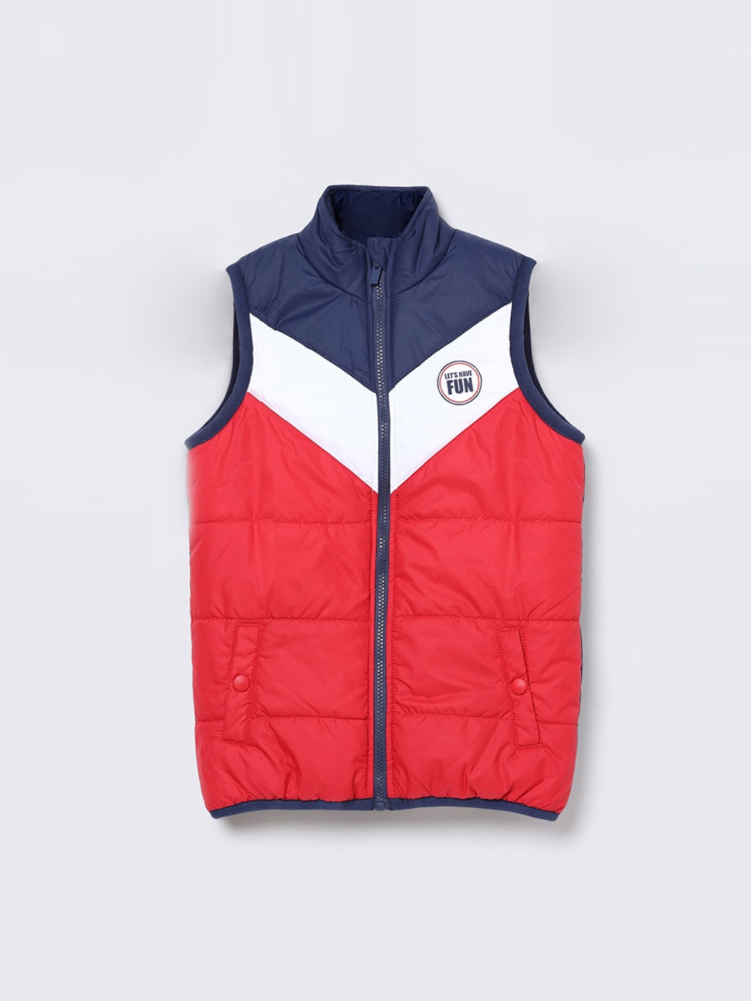 

Fame Forever by Lifestyle Boys Colourblocked Lightweight Sleeveless Padded Jacket, Red