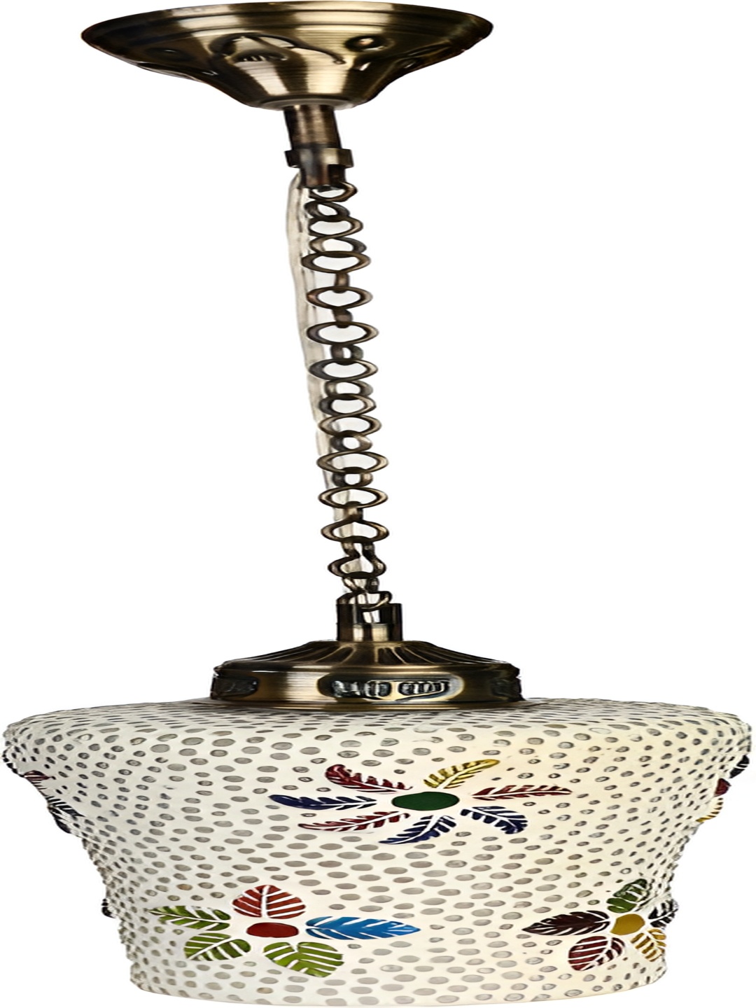 

Afast Cream & Red Textured Glass Traditional Frustum Shaped Ceiling Lamp