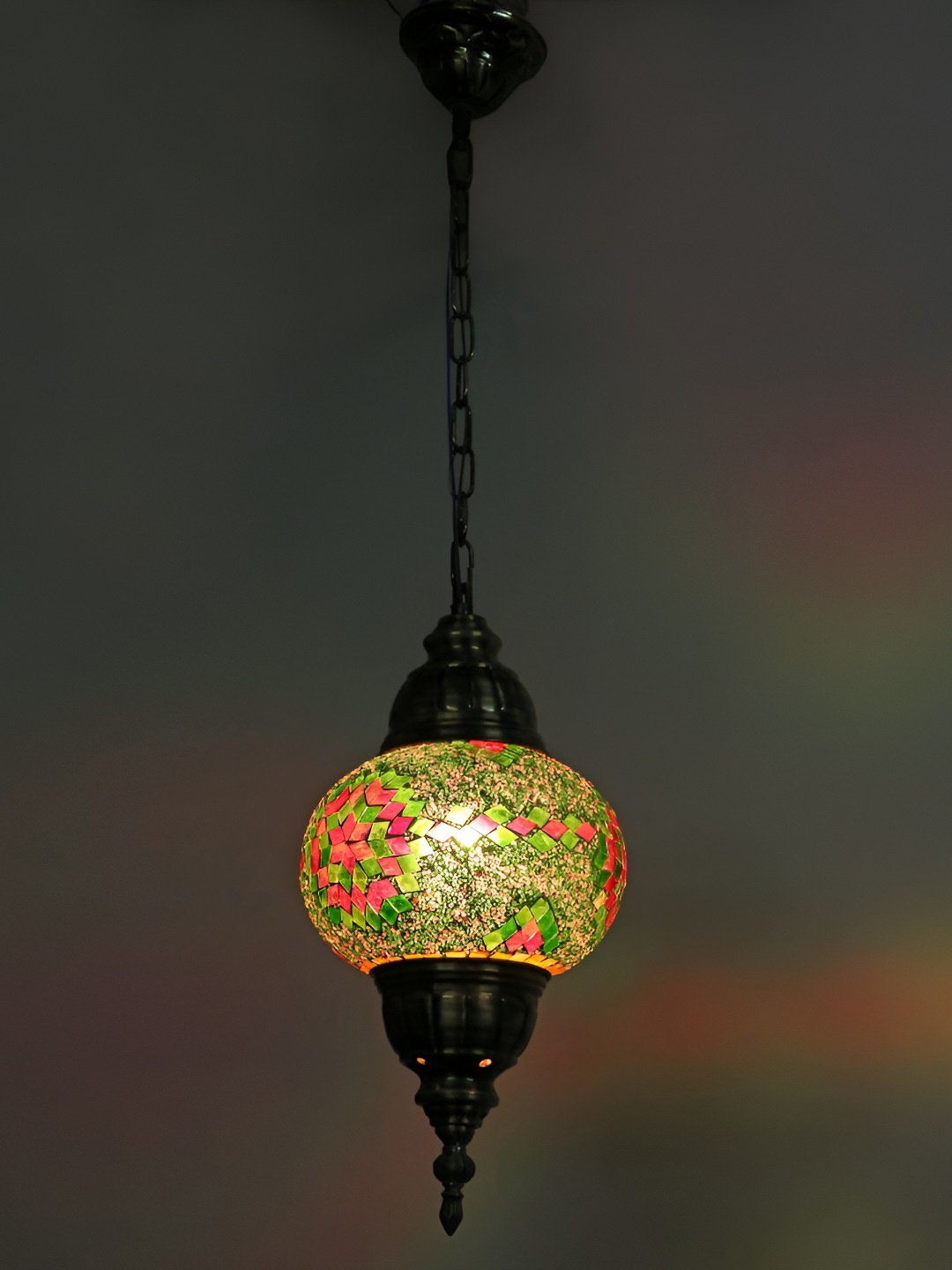 

Afast Red & Green Textured Spherical Glass Ceiling Lamp With Adjustable Cord