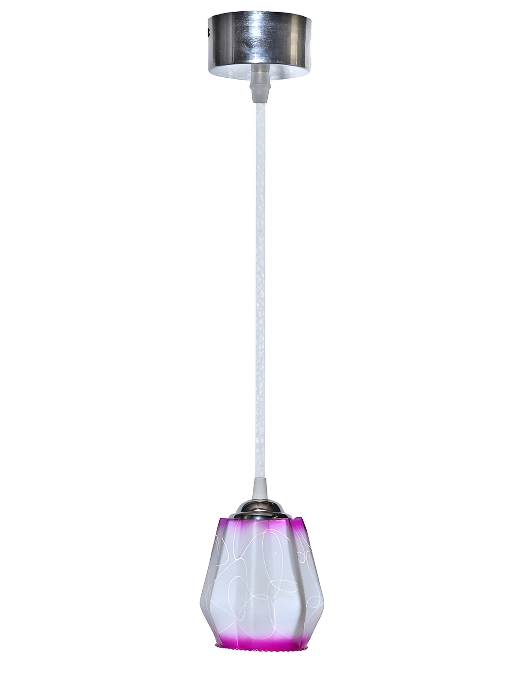 

Afast Off-White & Purple Printed Bell Shaped Glass Ceiling Lamp With Adjustable Cord