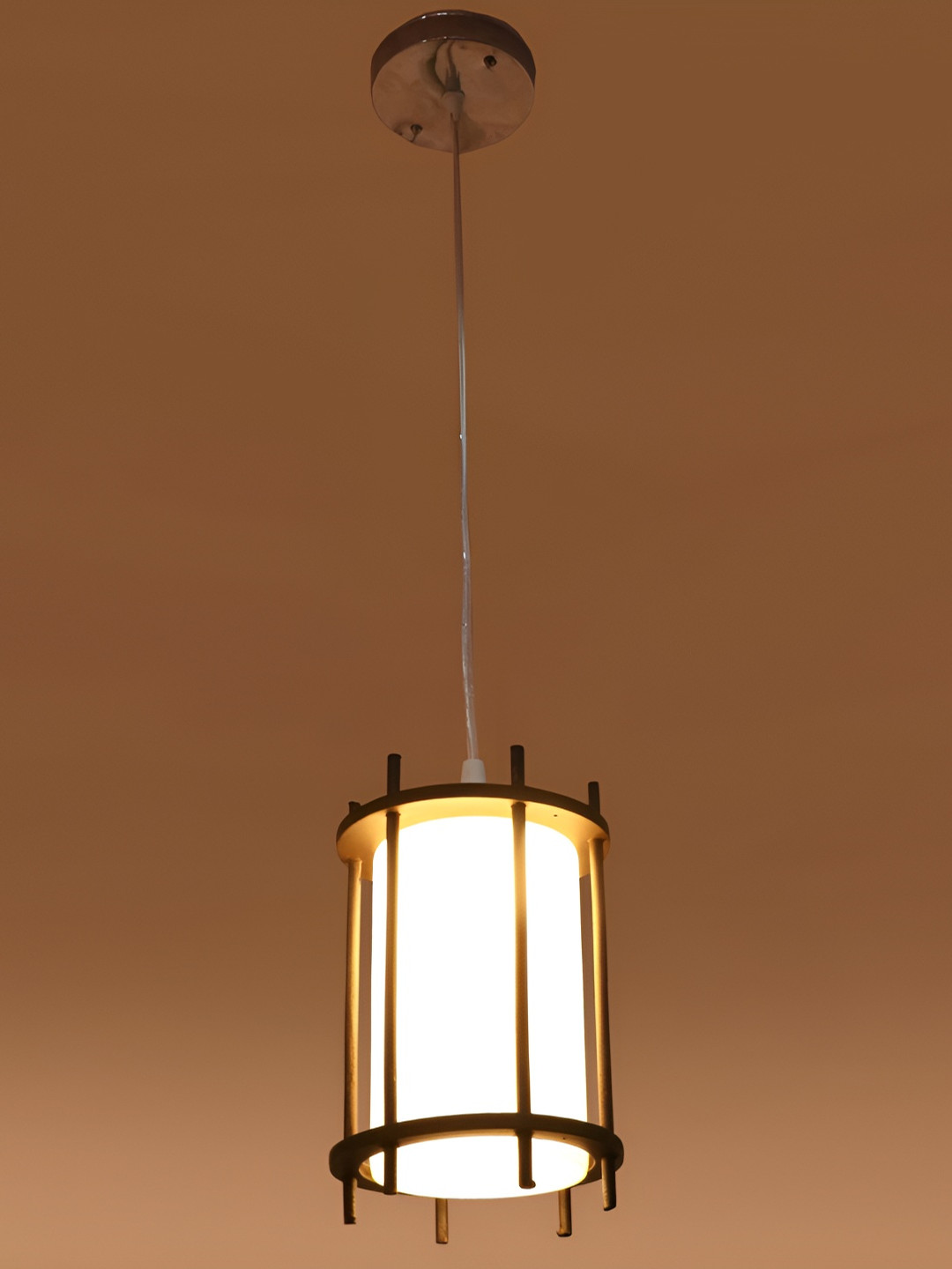 

Afast White & Brown Cylindrical Shape Traditional Glass Ceiling Lamp With Adjustable Cord