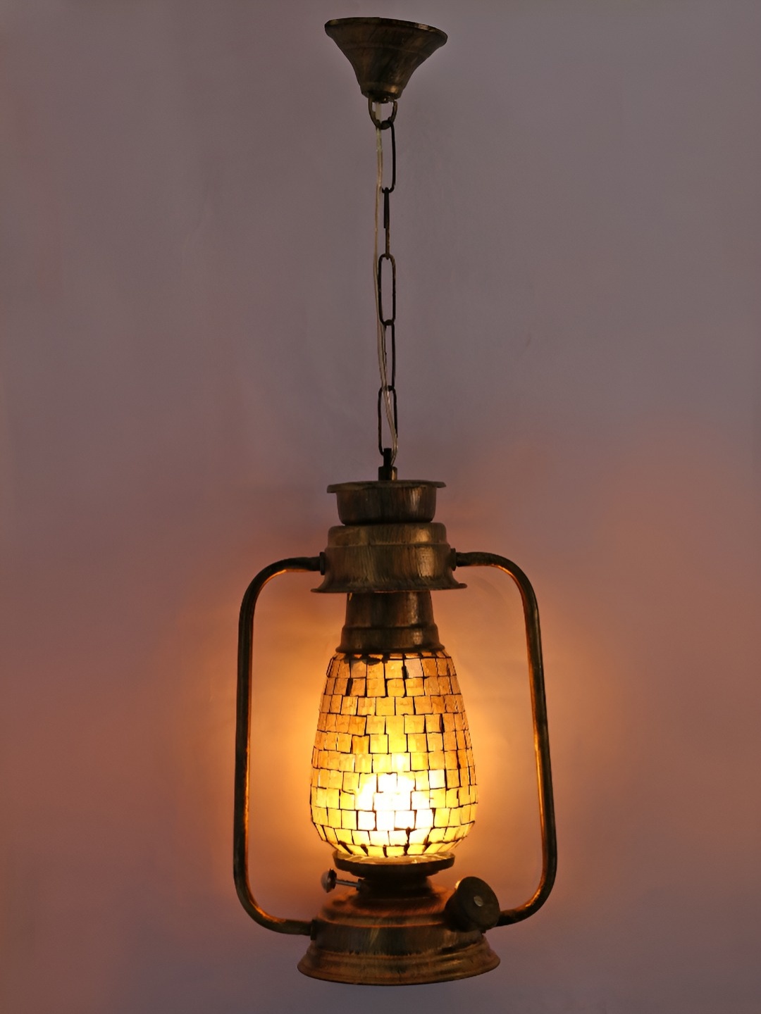 

Afast Gold Toned Textured Traditional Glass Ceiling Lamp With Adjustable Cord