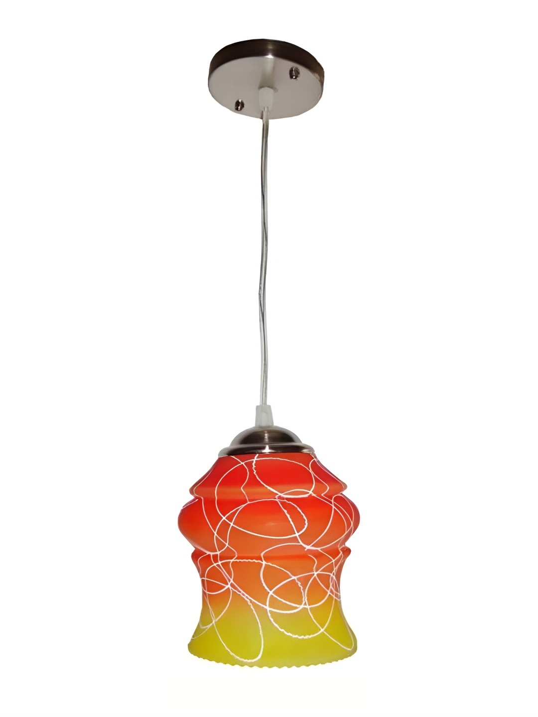 

Afast Grey & Orange Printed Glass Contemporary Ceiling Lamp