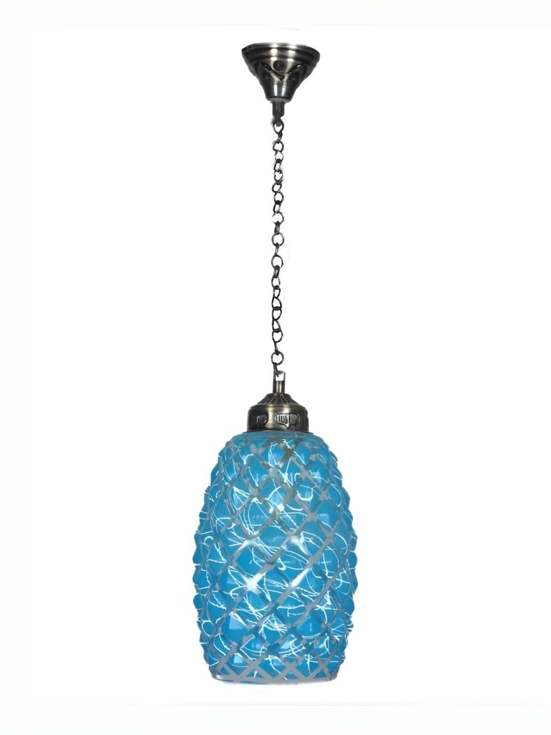

Afast Blue & Grey Geomatric Printed Glass Ceiling Lamp With Adjustable Cord