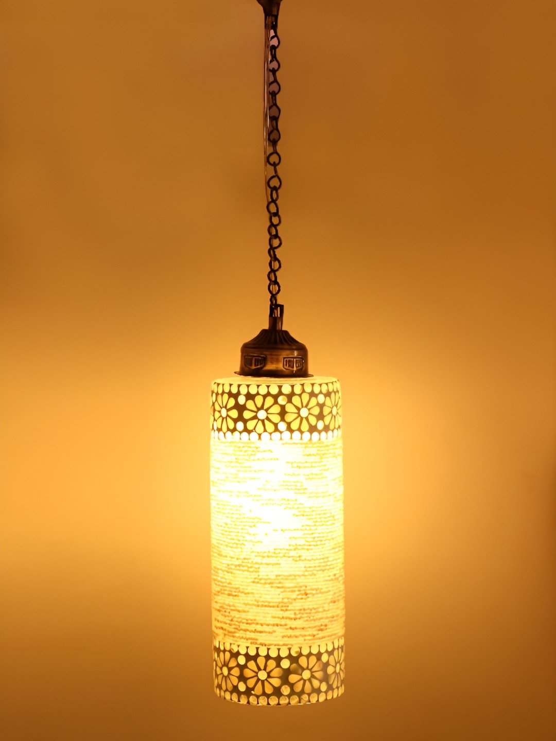 

Afast White & Grey Textured Glass Traditional Cylindrical Ceiling Lamp