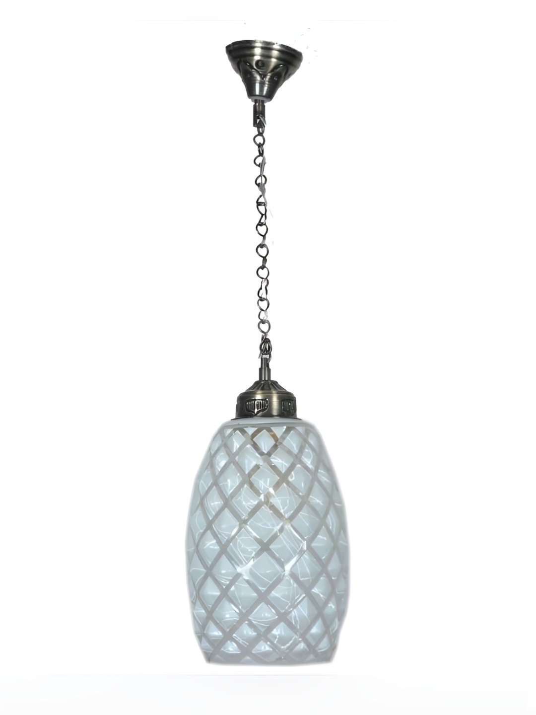 

Afast Grey & Blue Textured Glass Traditional Bell Shaped Ceiling Lamp