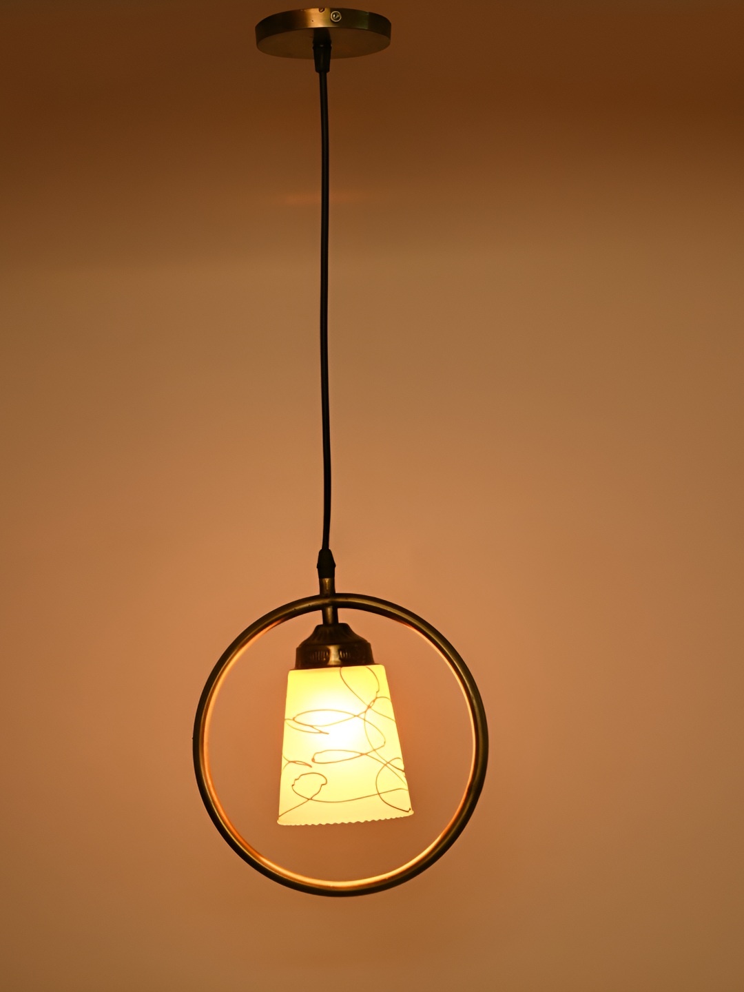 

Afast Bronze Toned & Yellow Printed Glass Ceiling Lamp