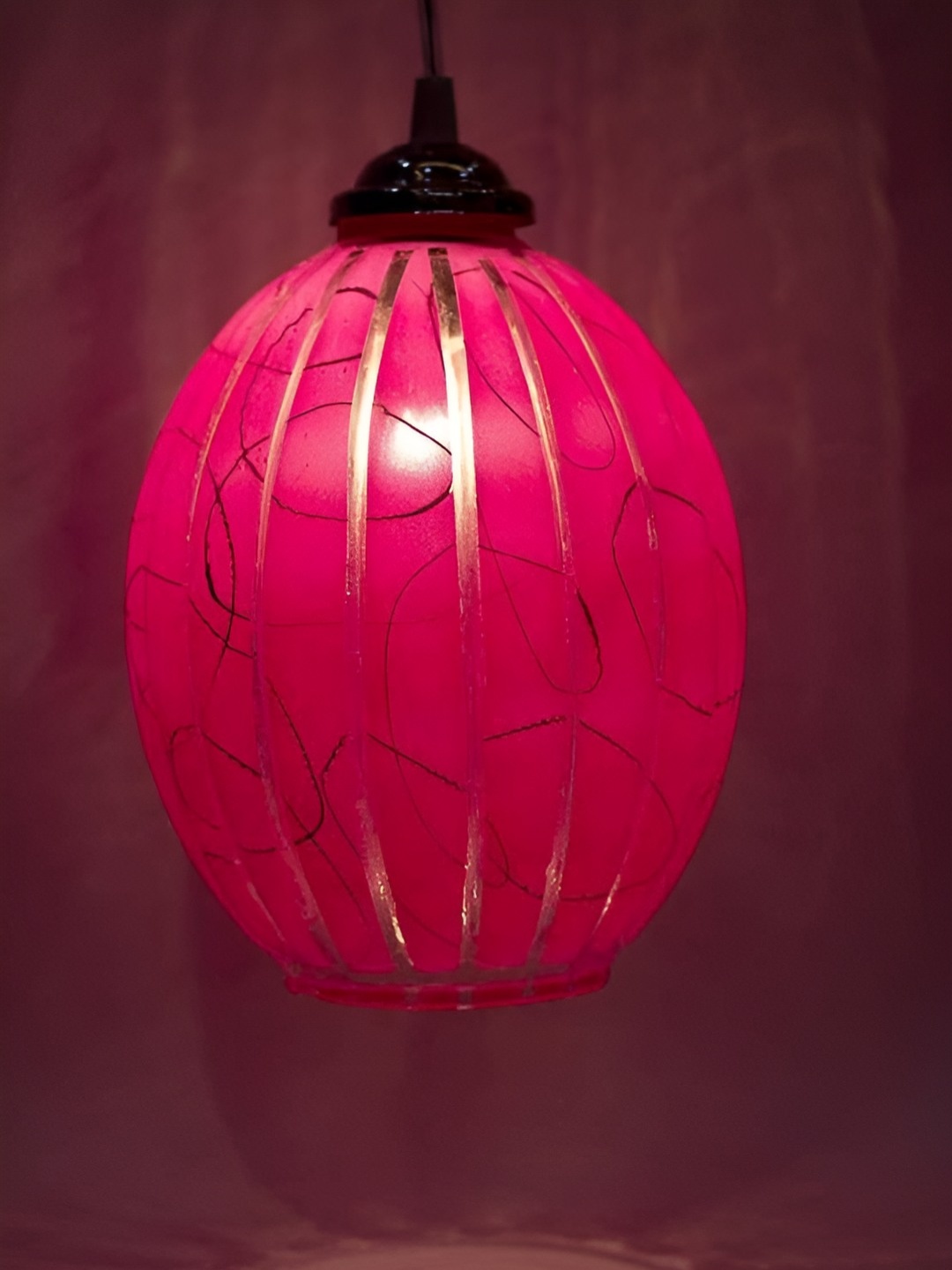 

Afast Pink Printed Glass Traditional Spherical Shaped Ceiling Lamp