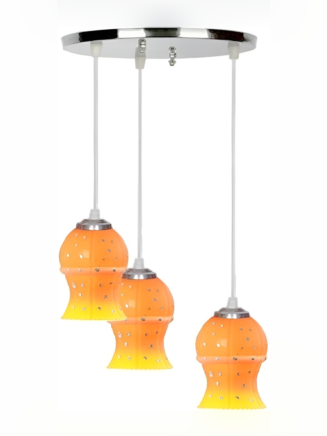 

Afast Orange Printed Bell Shaped Glass Ceiling Lamp With Adjustable Cord