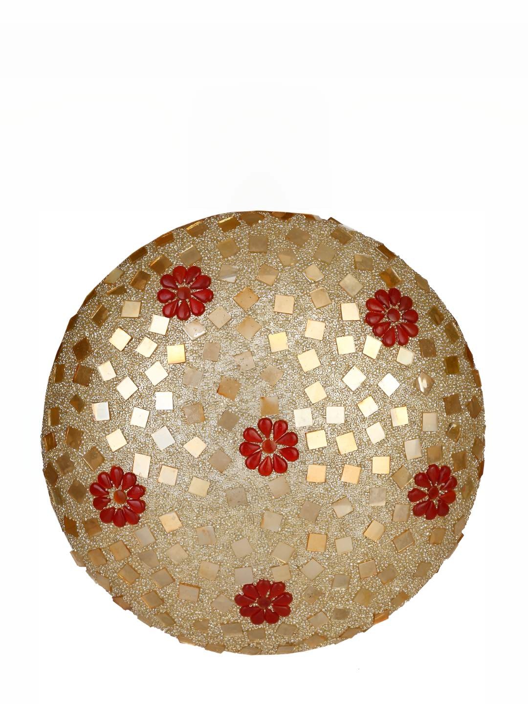 

Afast Gold Toned & Red Textured Traditional Semi sphere Shaped Ceiling Lamp