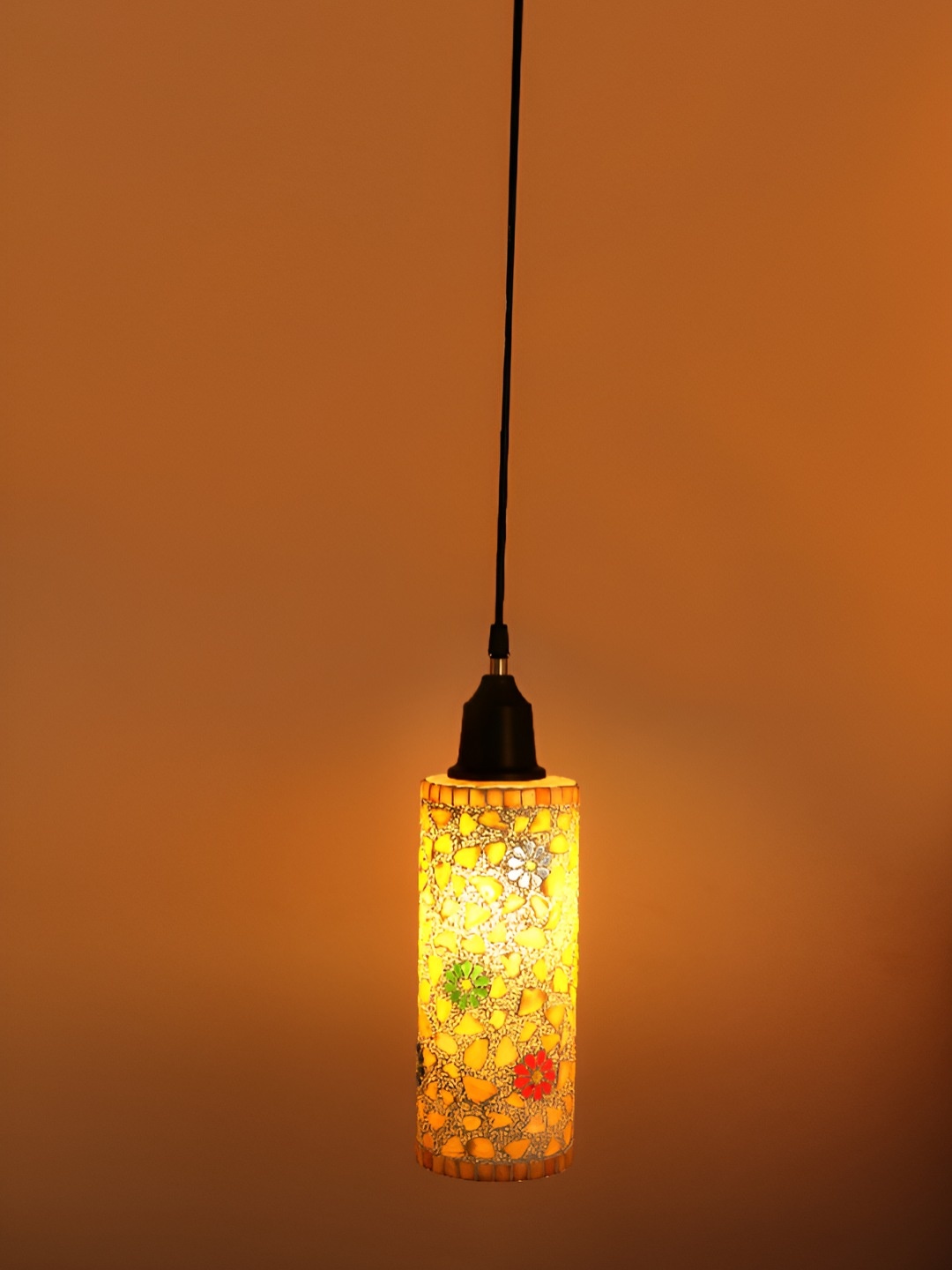 

Afast Black & Beige printed Glass Ceiling Lamp