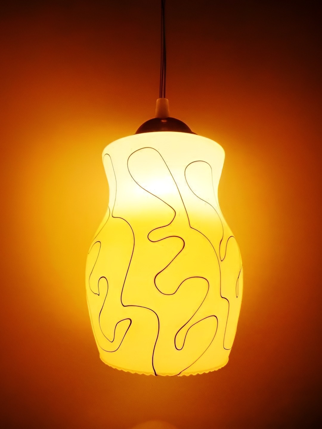 

Afast Grey Printed Glass Traditional Bell Shaped Ceiling Lamp