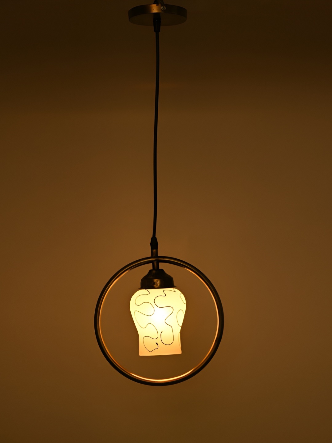 

Afast Grey Printed Glass Traditional Bell Shaped Ceiling Lamp