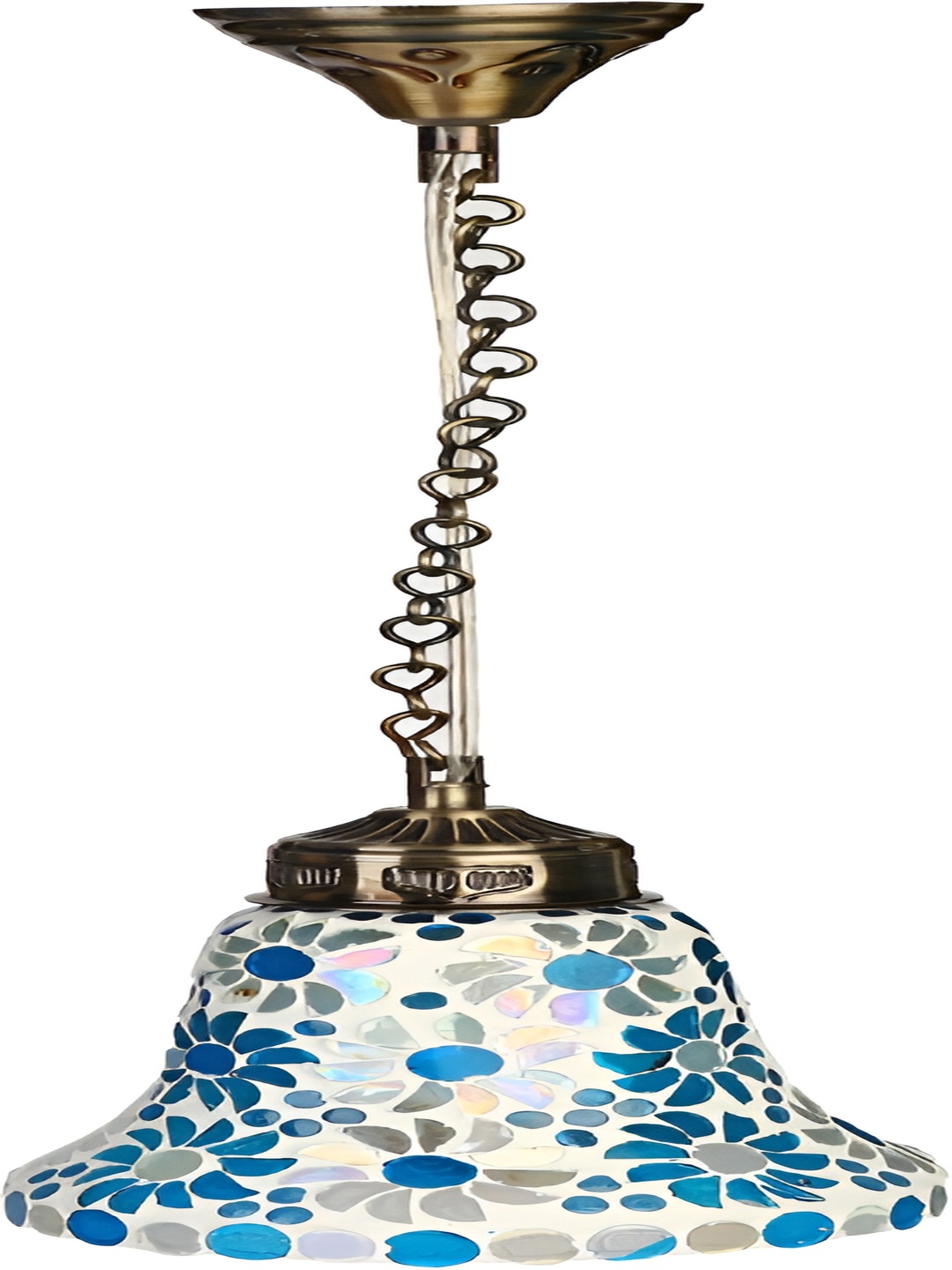 

Afast Bronze Toned & Blue Printed Traditional Glass Ceiling Lamp