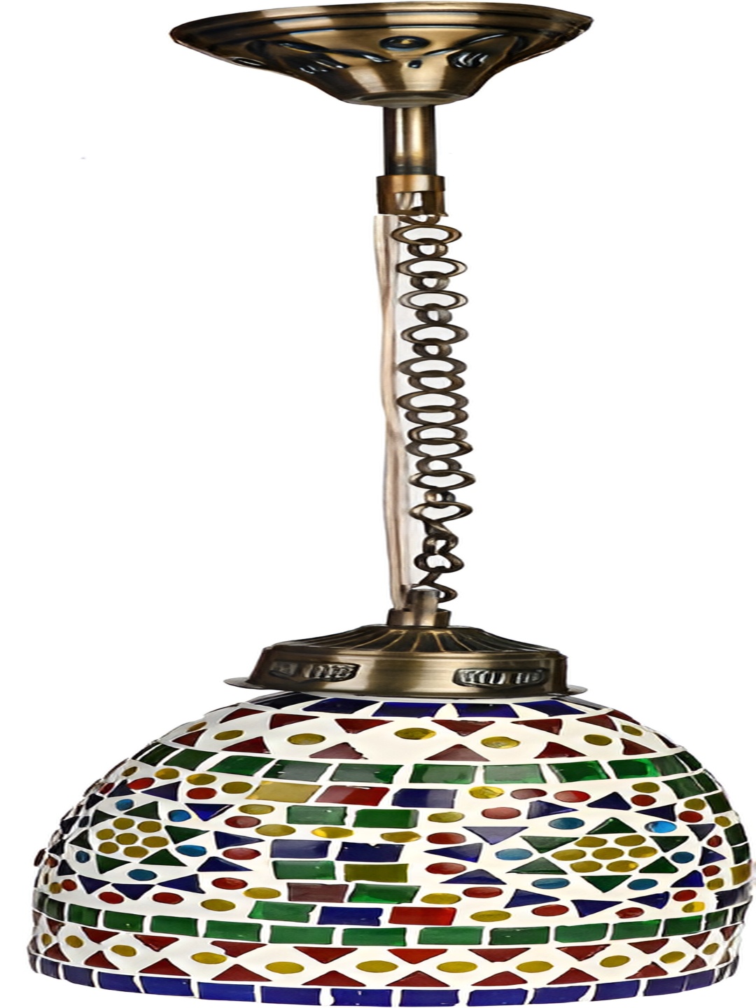 

Afast White & Green Printed Glass Traditional Ceiling Lamp