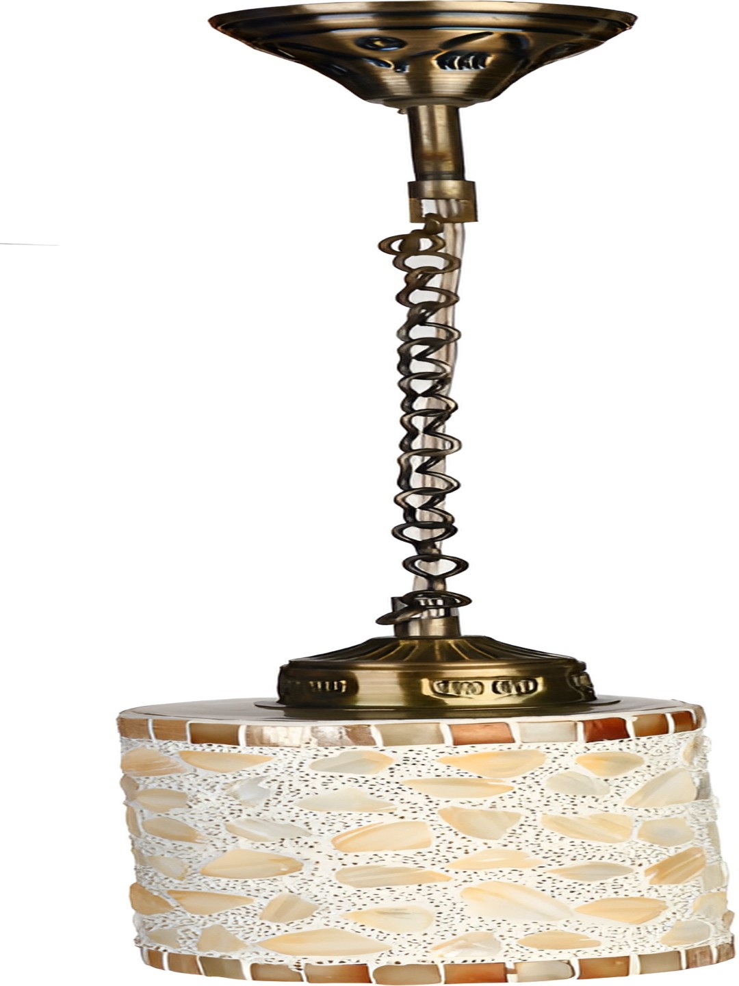 

Afast Beige & Brown Textured Glass Traditional Cylindrical Shaped Ceiling Lamp