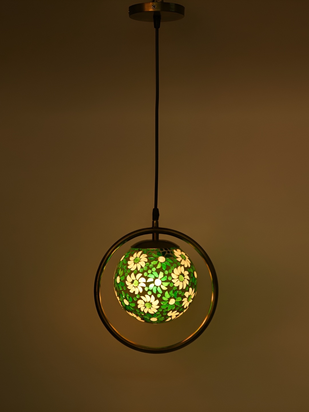 

Afast Bronze Toned & Green printed Traditional Glass Ceiling Lamp